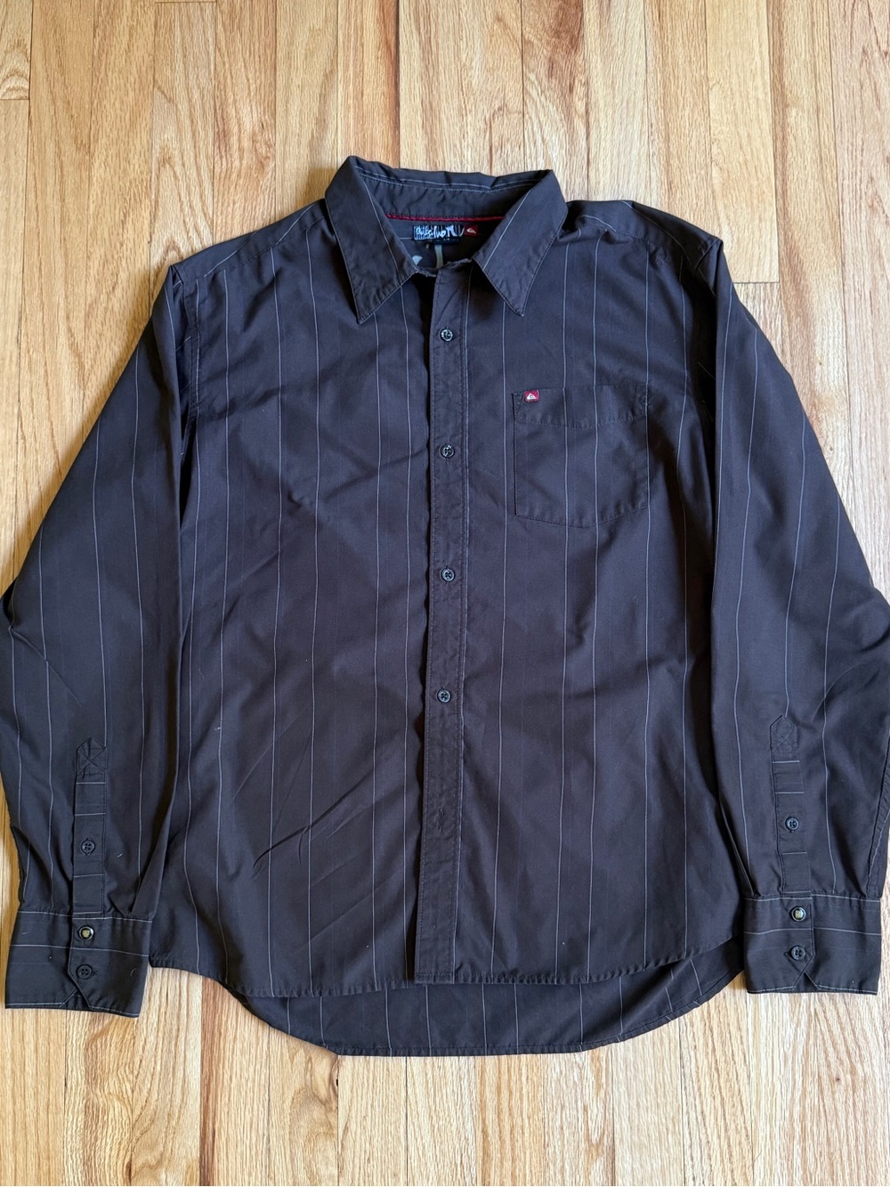 Quiksilver Brown Pinstripe Button-Down Shirt